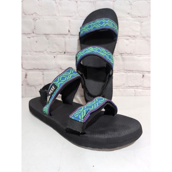 Vintage 90s REEF Aztec Sandals Unisex Rare Teal Purple Green Gorpcore Straps main image 11